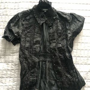 Bebe ruffled button down